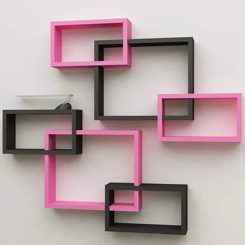 Laminated Intersecting Wooden Wall Shelves