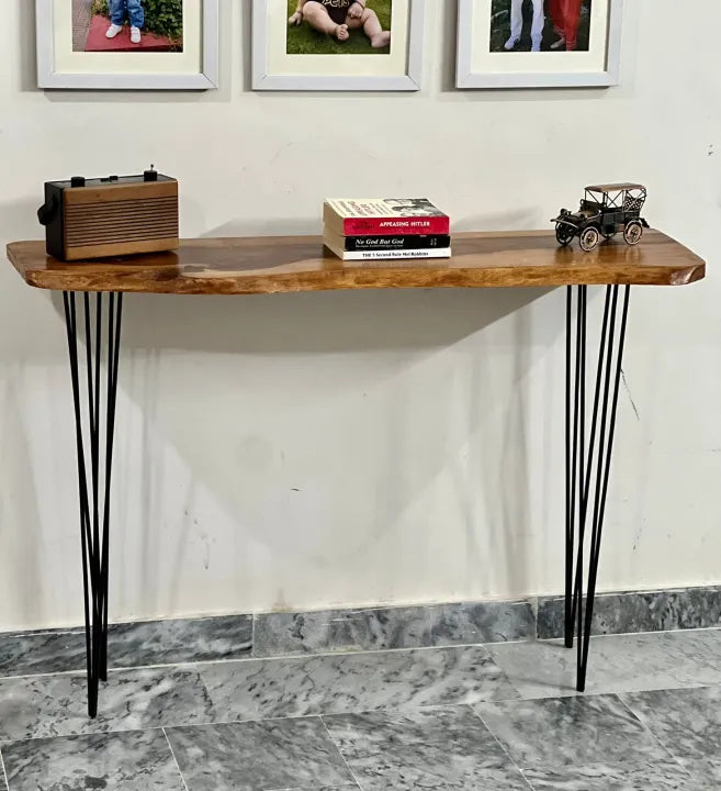 Live Edge Console Table 4ft | 30 Inch Height Hairpin Legs